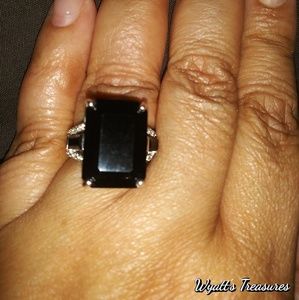 Sterling silver black spinel and diamonds